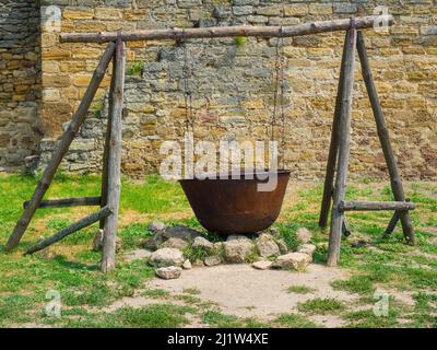 calderone per cucinare a fuoco Foto Stock