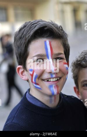 FRANCIA. PARIGI (75) MARZO 27 2022 ALLA RIUNIONE DEL TROCADERO DI ERIC ZEMMOUR, CANDIDAT DELLE ELEZIONI PRESIDENZIALI DEL 2022 Foto Stock