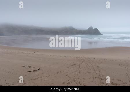 Three Cliifs Bay sulla penisola di Gower, Galles, Regno Unito Foto Stock