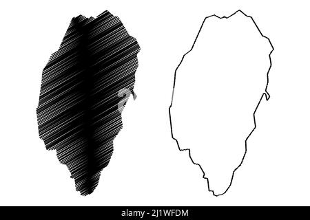 Isola di Mansel (Canada, Provincia di Nunavut, Nord America, Arcipelago Artico Canadese) mappa vettore illustrazione, schizza schizzo Pujunaq mappa Illustrazione Vettoriale