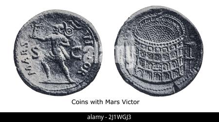 Coin. With Mars Victor dal libro ' carattere religioso delle monete antiche ' di Geremia Zimmerman pubblicato nel 1908 da Spink & Son Ltd. Foto Stock