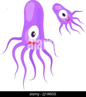 Germi viola. Personaggi dei patogeni dei cartoni animati. Creature divertenti Illustrazione Vettoriale