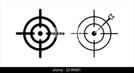 Icona della linea di destinazione impostata. Concetto di obiettivo. Illustrazione Vettoriale