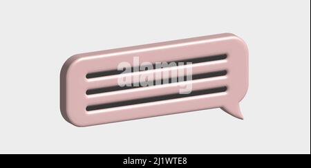 Bolla isometrica rosa, forma a messaggero. 3D rendering delle icone vettoriali per i social media o il sito Web Illustrazione Vettoriale