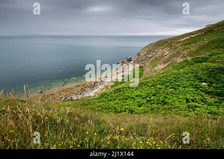 1940s la Royal Artillery’s Coastal Gunnery School cerca le stazioni luminose sul Great Ormes dirigersi verso la costa del Galles del Nord Foto Stock