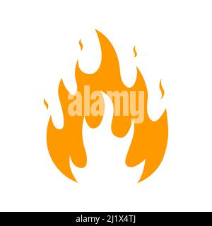 Fuoco arancione simbolo. Forma della fiamma del fuoco. Segnale di pericolo. Vettore isolato su sfondo bianco. Illustrazione Vettoriale