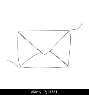 E-mail busta icona disegnata a mano. Messaggio segno di disegno a linea continua. Illustrazione Vettoriale