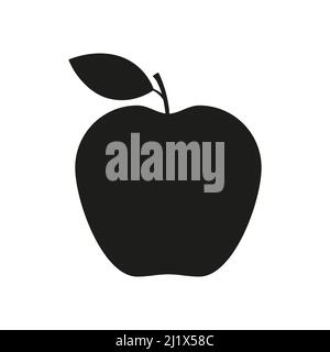 Icona Apple silhouette nera. Vettore isolato su bianco Illustrazione Vettoriale