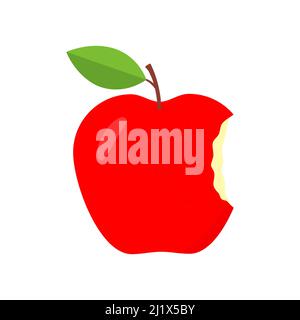 Icona di morso della silhouette di mela. Mordere il simbolo della mela. Illustrazione Vettoriale