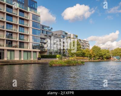 Habitat: Un giardino galleggiante di Tania Kovats. City Road Basin parte del Regent's Canal. Londra. Foto Stock