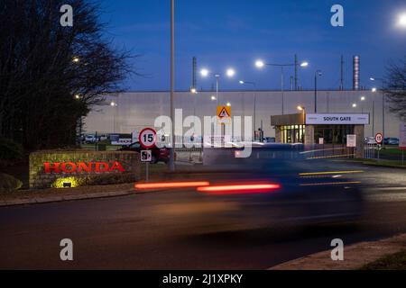 La fabbrica di automobili Honda a Swindon. Honda annuncia la chiusura della fabbrica (febbraio 19th 2019). Foto Stock