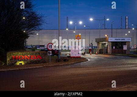 La fabbrica di automobili Honda a Swindon. Honda annuncia la chiusura della fabbrica (febbraio 19th 2019). Foto Stock