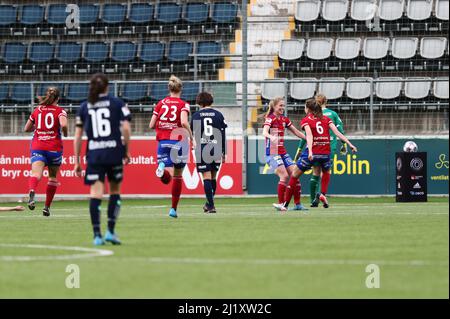 Vittsjös n. 18 Linda Charlotta Sällström festeggia dopo il 1-1 durante la partita di domenica nel Damallsvenskan tra il FC-Vittsjö GIK di Linköping nell'arena di Linköping. Foto Stock