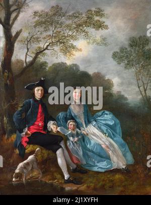 Ritratto dell'artista con sua moglie e figlia di Thomas Gainsborough (1727-1788), olio su tela, c.. 1748 Foto Stock