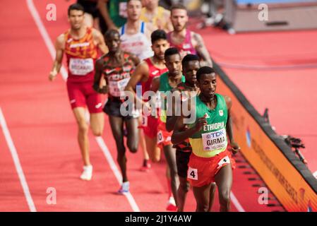 Belgrado, Serbia, 20th marzo 2022. Lamecha Girma dell'Etiopia compete durante i Campionati mondiali di atletica indoor Belgrado 2022 - Conferenza stampa a Belgrado, Serbia. Marzo 20, 2022. Credit: Nikola Krstic/Alamy Foto Stock