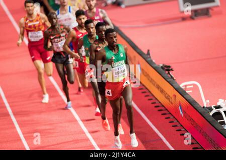 Belgrado, Serbia, 20th marzo 2022. Lamecha Girma dell'Etiopia compete durante i Campionati mondiali di atletica indoor Belgrado 2022 - Conferenza stampa a Belgrado, Serbia. Marzo 20, 2022. Credit: Nikola Krstic/Alamy Foto Stock