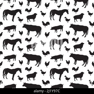 Modello senza giunture di animali domestici silhouette Illustrazione Vettoriale