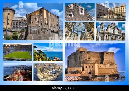 Una cartolina di una delle città più belle d'Italia e del mondo: Napoli, Campania, Italia Foto Stock