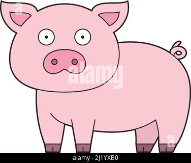 Carino cartoon vettore illustrazione di un maiale Illustrazione Vettoriale
