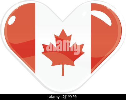 Forma del cuore isolata con la bandiera di Canada Vector Illustrazione Vettoriale