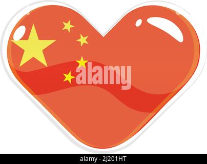 Forma del cuore isolata con la bandiera di China Vector Illustrazione Vettoriale