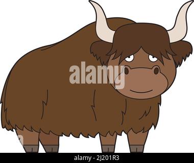 Carino cartoon vettore illustrazione di un yak Illustrazione Vettoriale