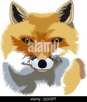 disegno grafico della furia della testa della volpe Illustrazione Vettoriale
