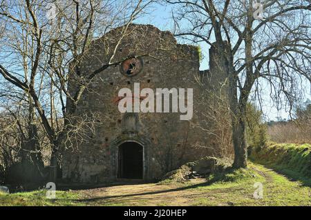 Vecchia chiesa di Vallgorguina nella regione di Valles provincia orientale di Barcellona, Catalogna, Spagna Foto Stock