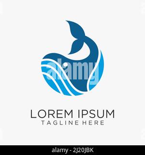 Design con logo Blue Whale Illustrazione Vettoriale