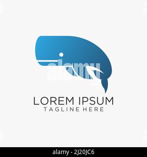 Design con logo Blue Whale Illustrazione Vettoriale