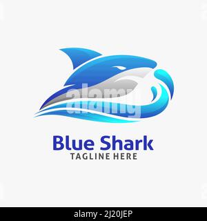 Design ispirato al logo dello squalo blu Illustrazione Vettoriale