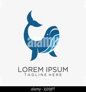 Design con logo Blue Whale Illustrazione Vettoriale
