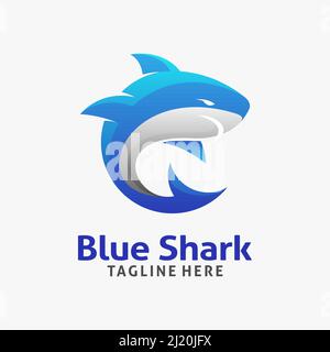 Design ispirato al logo dello squalo blu Illustrazione Vettoriale