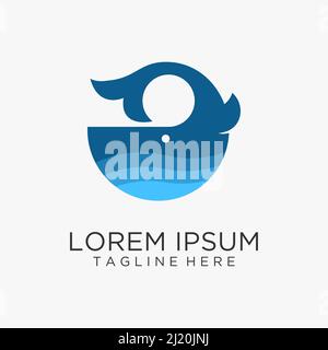 Design con logo Blue Whale Illustrazione Vettoriale