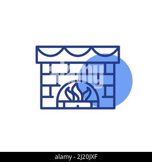 Caminetto accogliente inverno casa parte interna. Icona vettoriale a colori divertente e modificabile pixel Perfect Illustrazione Vettoriale