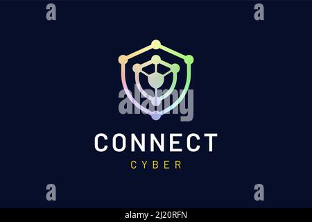 Logo Shield con forma semplice e moderna che rappresenta la tecnologia di sicurezza o difesa Illustrazione Vettoriale