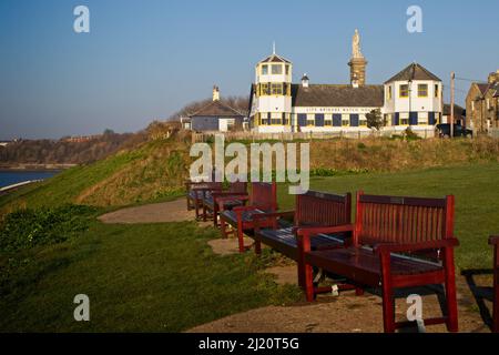 Il Tynemouth Volunteer Life Brigade Watch House Museum contiene una collezione unica di manufatti che ricrea la drammatica storia della TVLB. Il Foto Stock