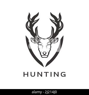 testa di renna in carpello di cervo raffigurante il logo del vettore di disegno Illustrazione Vettoriale