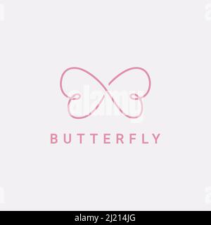 vettore di disegno con logo butterfly line art Illustrazione Vettoriale