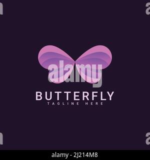 Bella Flying Butterfly Beauty Logo Design Vector Illustrazione Vettoriale