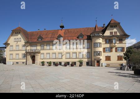 Piazza della scuola a Wehr, Baden-Württemberg, Germania Foto Stock