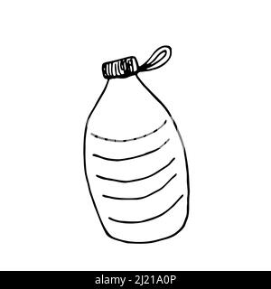 Disegno vettoriale della bottiglia di plastica. Illustrazione del disegno a mano. Inquinamento plastico Illustrazione Vettoriale