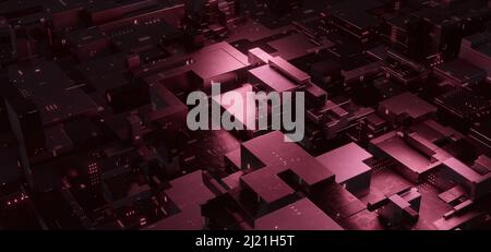 Astratto blocchi SciFi colori scuri Abstract sfondo scifi concetto 3D rendering Foto Stock