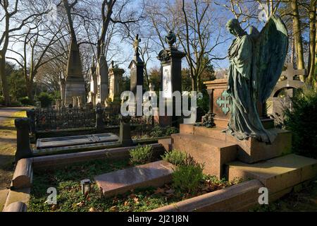 Magnifiche tombe al cimitero di Melaten, Germania, Renania Settentrionale-Vestfalia, Renania, Colonia Foto Stock