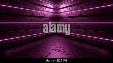 Alien SciFi Metallic Reflective Studio Room Dimmed Dark Banner sfondo sfondo per gli sfondi del prodotto Presentazione 3D rendering Foto Stock