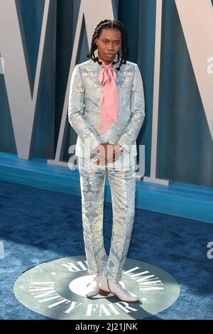 27th marzo 2022, Los Angeles, USA. Jeremy O. Harris partecipa al Vanity Fair Oscar Party 2022, Wallenis Annenberg Center for the Performing Arts, Los Angeles. Credit: Doug Peters/EMPICS/Alamy Live News Foto Stock