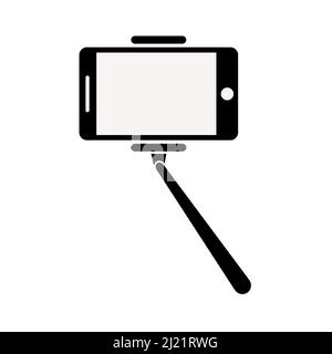 Immagine vettoriale dell'icona del selfie stick. Badge isolato per sito web o app - infografica delle scorte Illustrazione Vettoriale