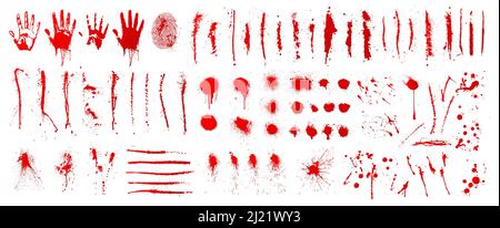 Set isolato di inchiostro ematico con schizzi e gocce Illustrazione Vettoriale