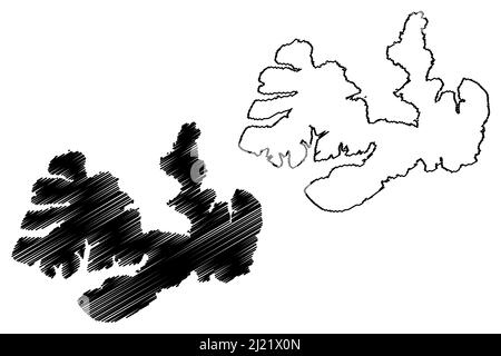 Isola di Melville (Canada, America del Nord, Queen Elizabeth Islands) mappa illustrazione vettoriale, schizzo scrimolo mappa di Melville Illustrazione Vettoriale