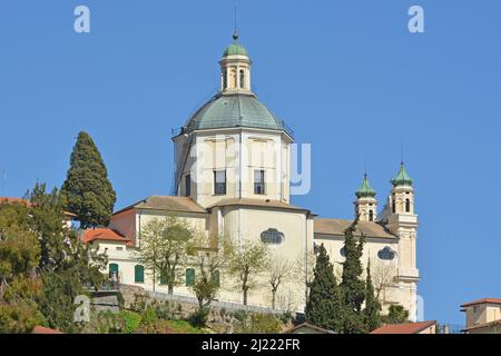 Una vista posteriore del Santuario Madonna della Costa nel Sanremo, Italia Foto Stock